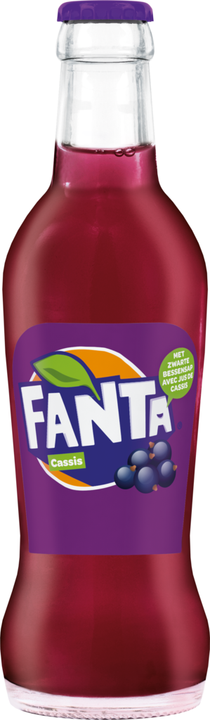 Fanta Cassis fles glas klein 20 cl.