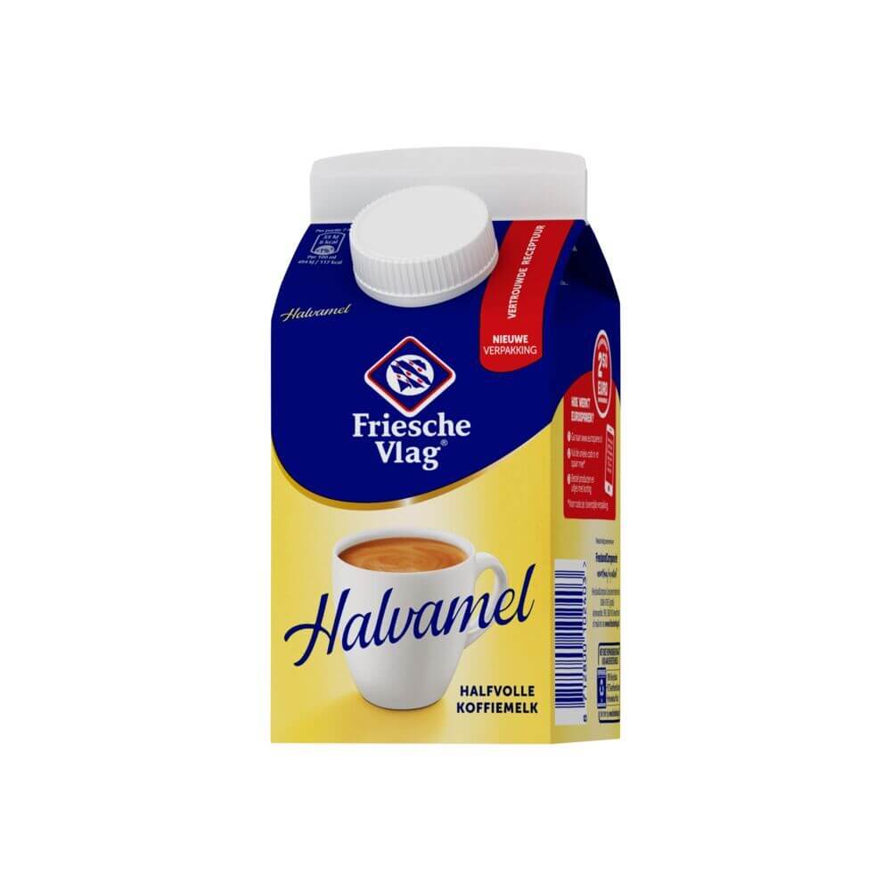 Friesche Vlag halvamel pak met schenkdop 455 ml.